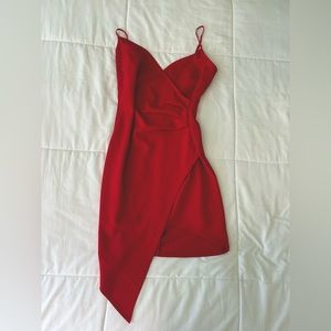 Red Asymmetrical Bodycon Dress